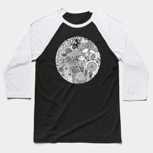 Floral Jungle Black and White Baseball T-Shirt